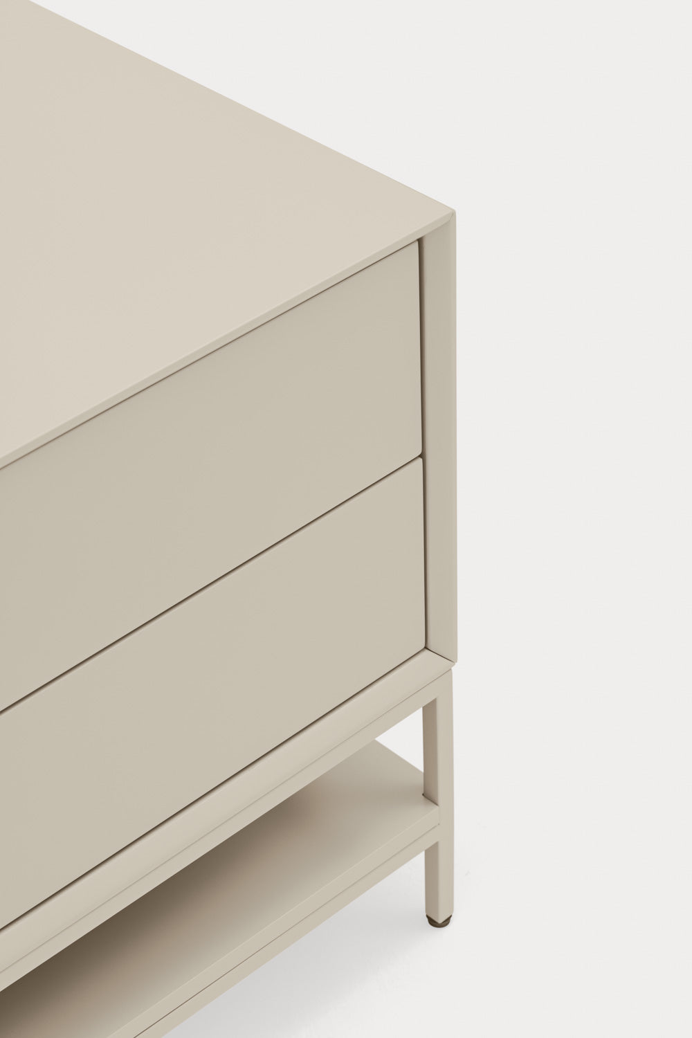 Comodino 2 cassetti con gambe in metallo Platt 55x55 cm