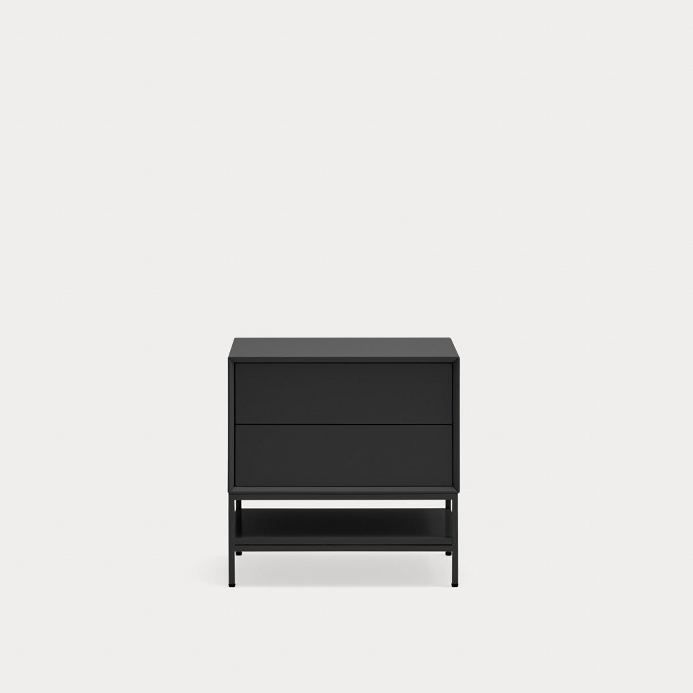 Comodino 2 cassetti con gambe in metallo Platt 55x55 cm
