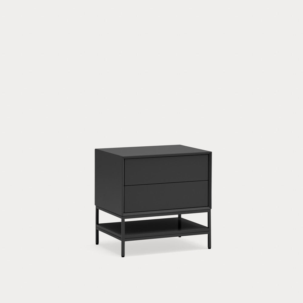 Comodino 2 cassetti con gambe in metallo Platt 55x55 cm