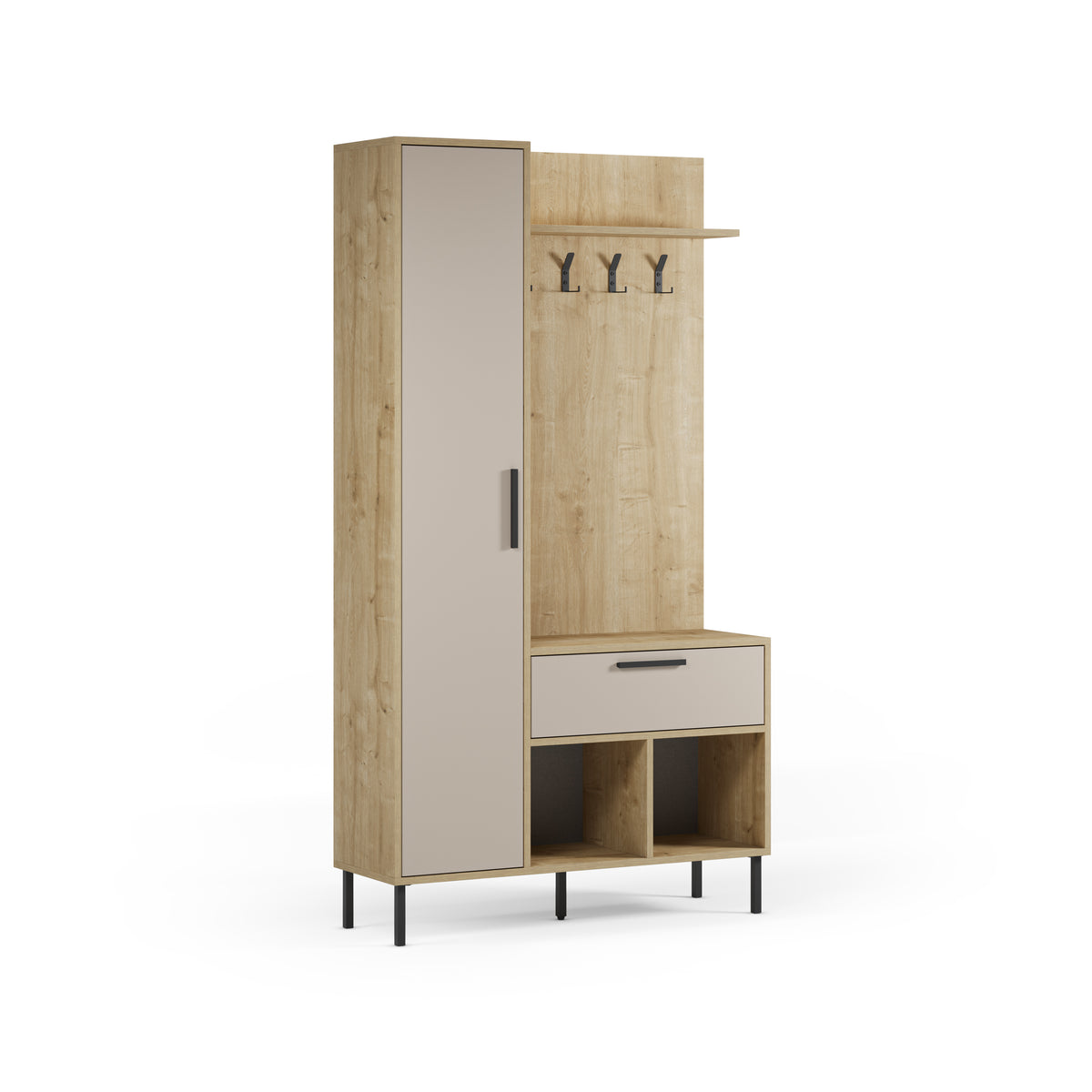 Appendiabiti da ingresso 1 anta 1 cassetto Coryn 108x195 cm