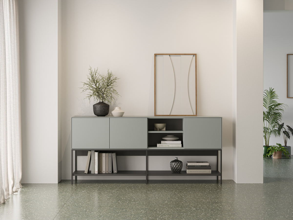 Madia 3 ante con gamba in metallo Emy 180x80 cm