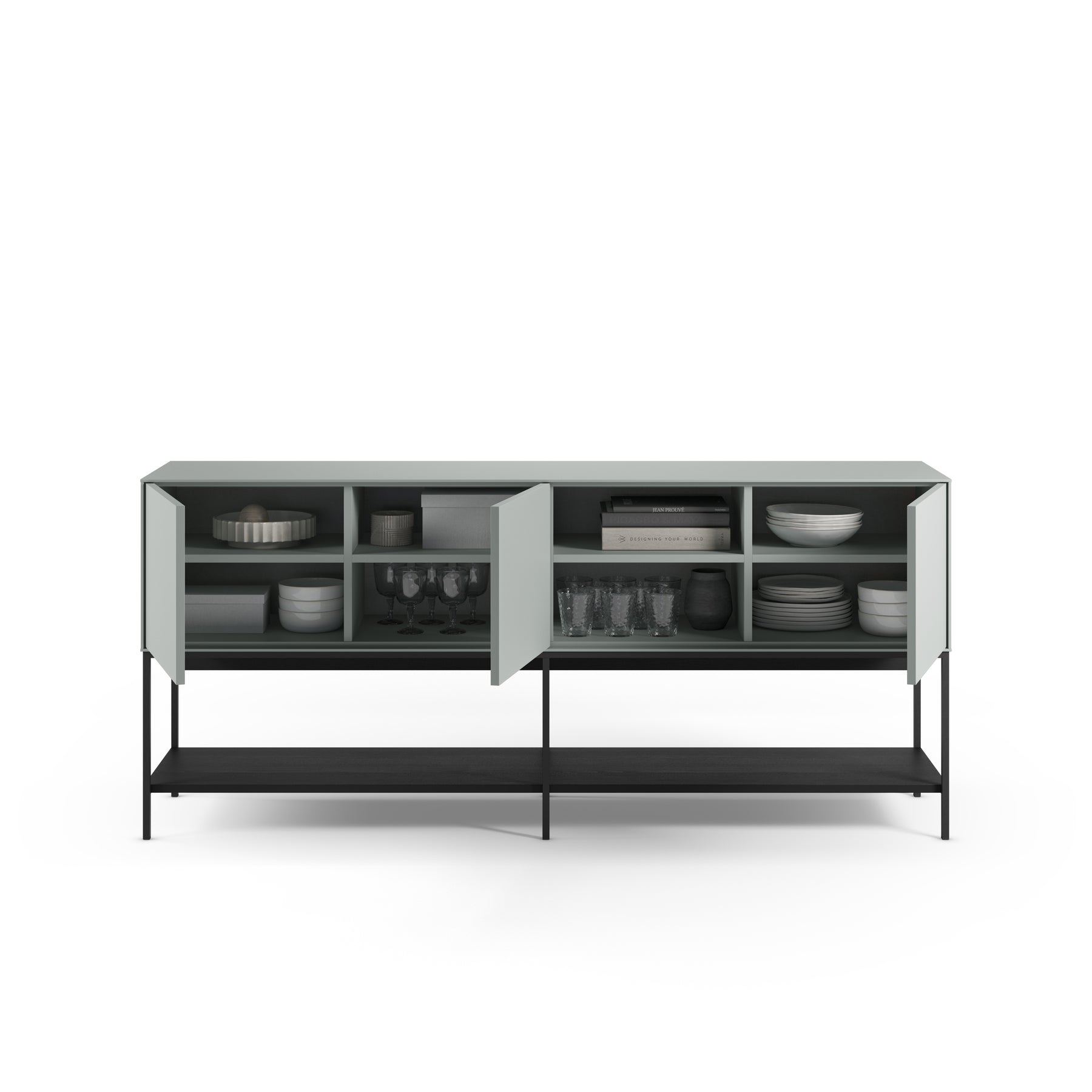 Madia 3 ante con gamba in metallo Emy 180x80 cm