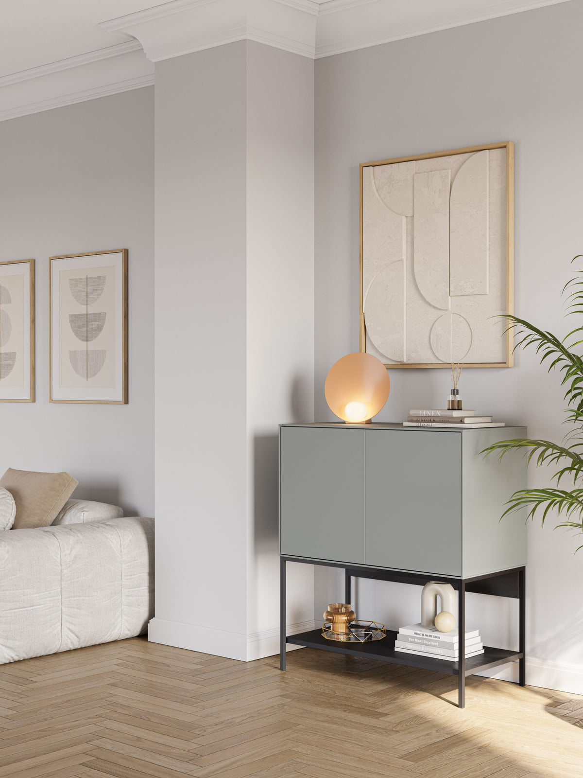 Credenza 2 ante con gamba in metallo Emy 80x90 cm