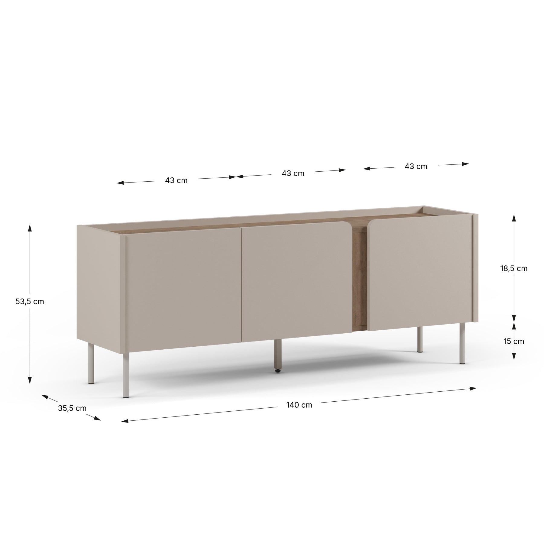 Mobile TV 3 ante crema Lucis 140x53 cm