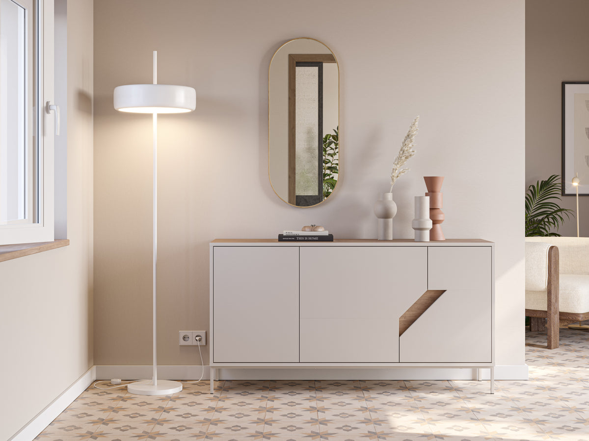 Madia 3 ante crema e rovere Remy 150x80 cm