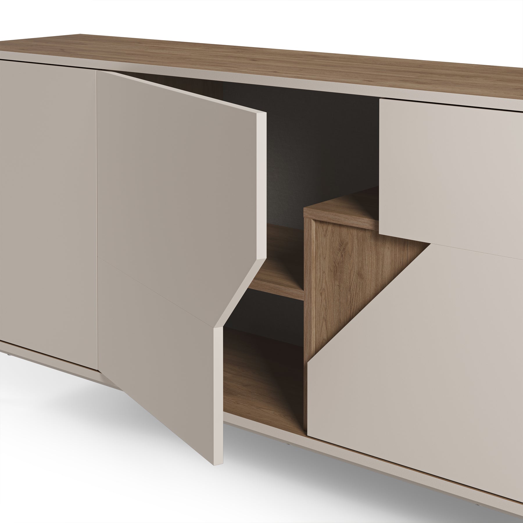 Madia 3 ante crema e rovere Remy 150x80 cm