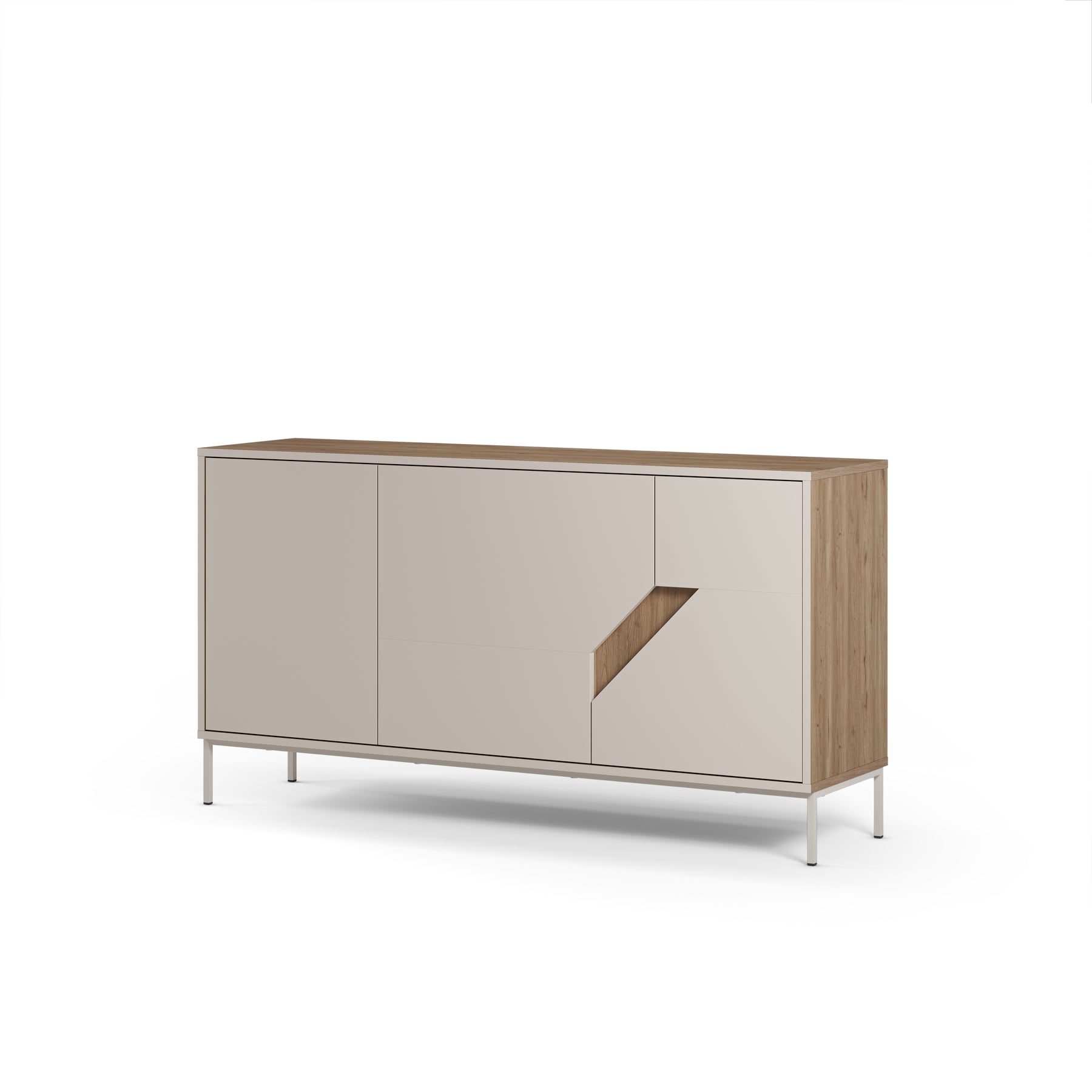 Madia 3 ante crema e rovere Remy 150x80 cm
