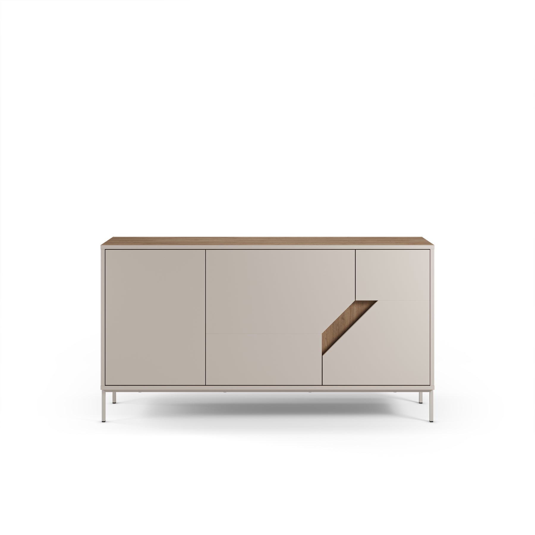 Madia 3 ante crema e rovere Remy 150x80 cm