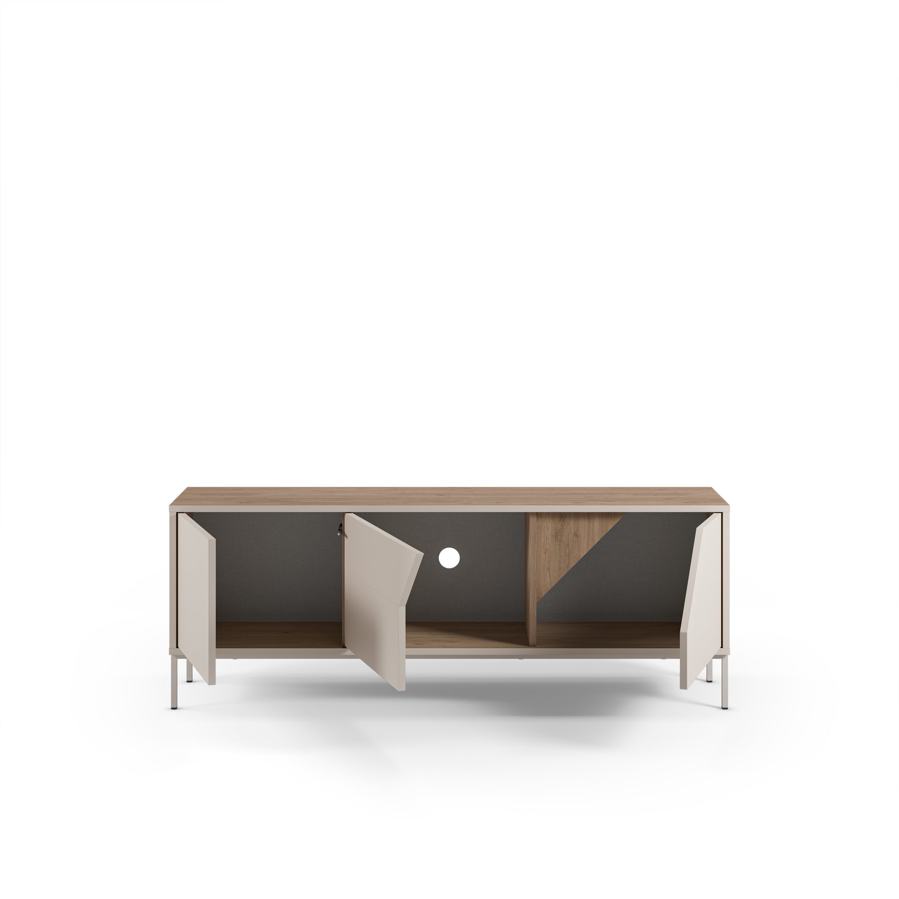 Mobile TV 3 ante crema e rovere Remy 150x55 cm