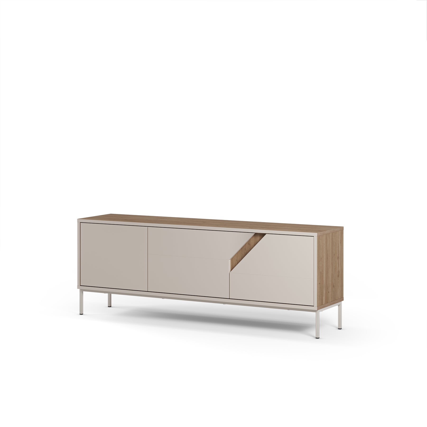 Mobile TV 3 ante crema e rovere Remy 150x55 cm