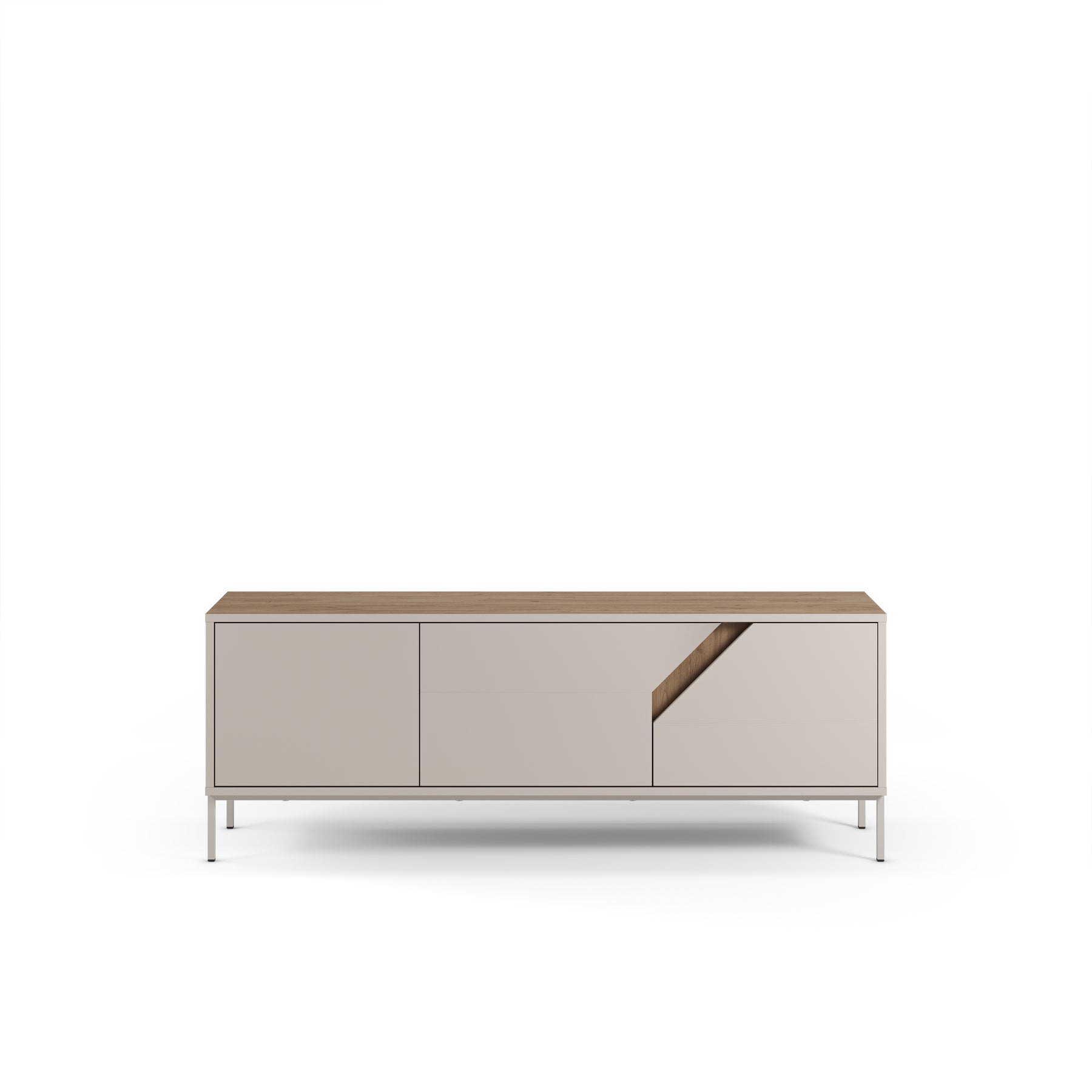 Mobile TV 3 ante crema e rovere Remy 150x55 cm