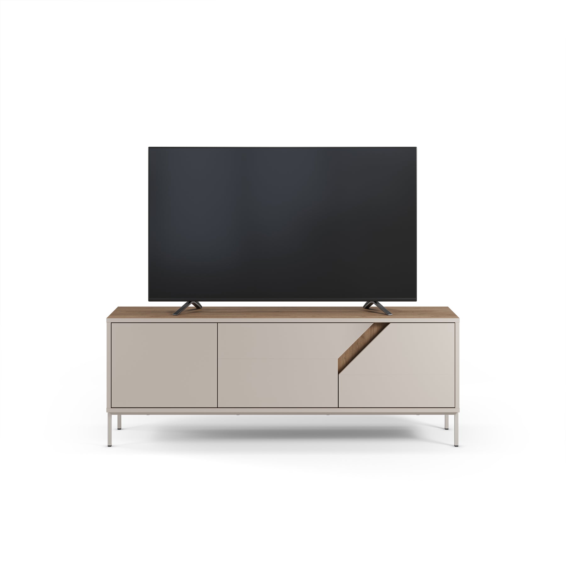 Mobile TV 3 ante crema e rovere Remy 150x55 cm
