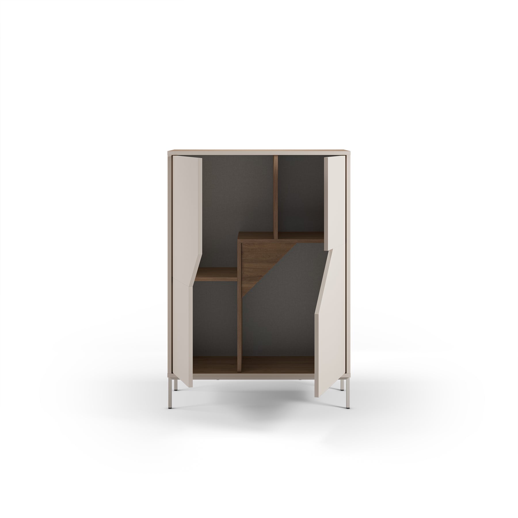 Credenza 2 ante crema e rovere Remy 40x120 cm