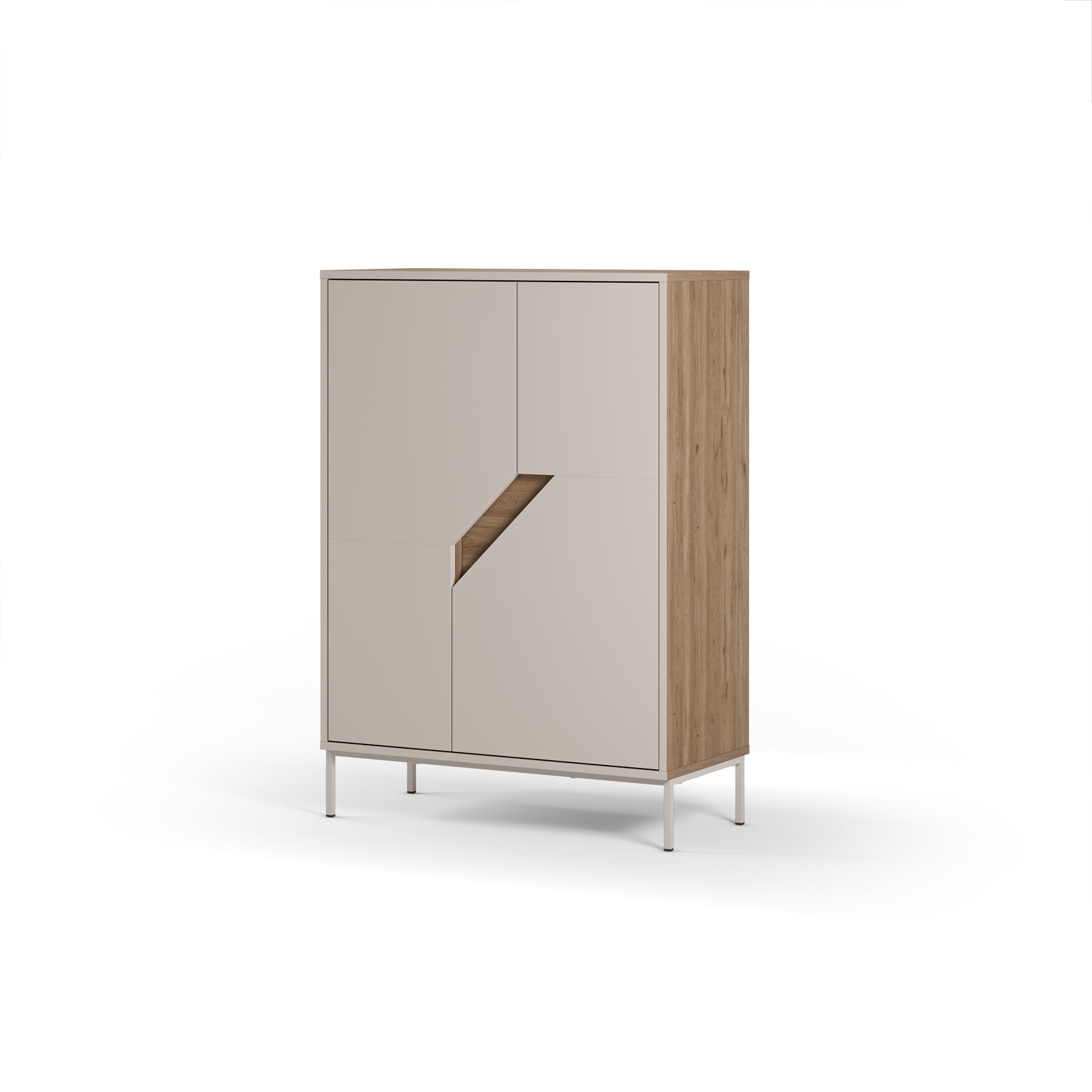 Credenza 2 ante crema e rovere Remy 40x120 cm