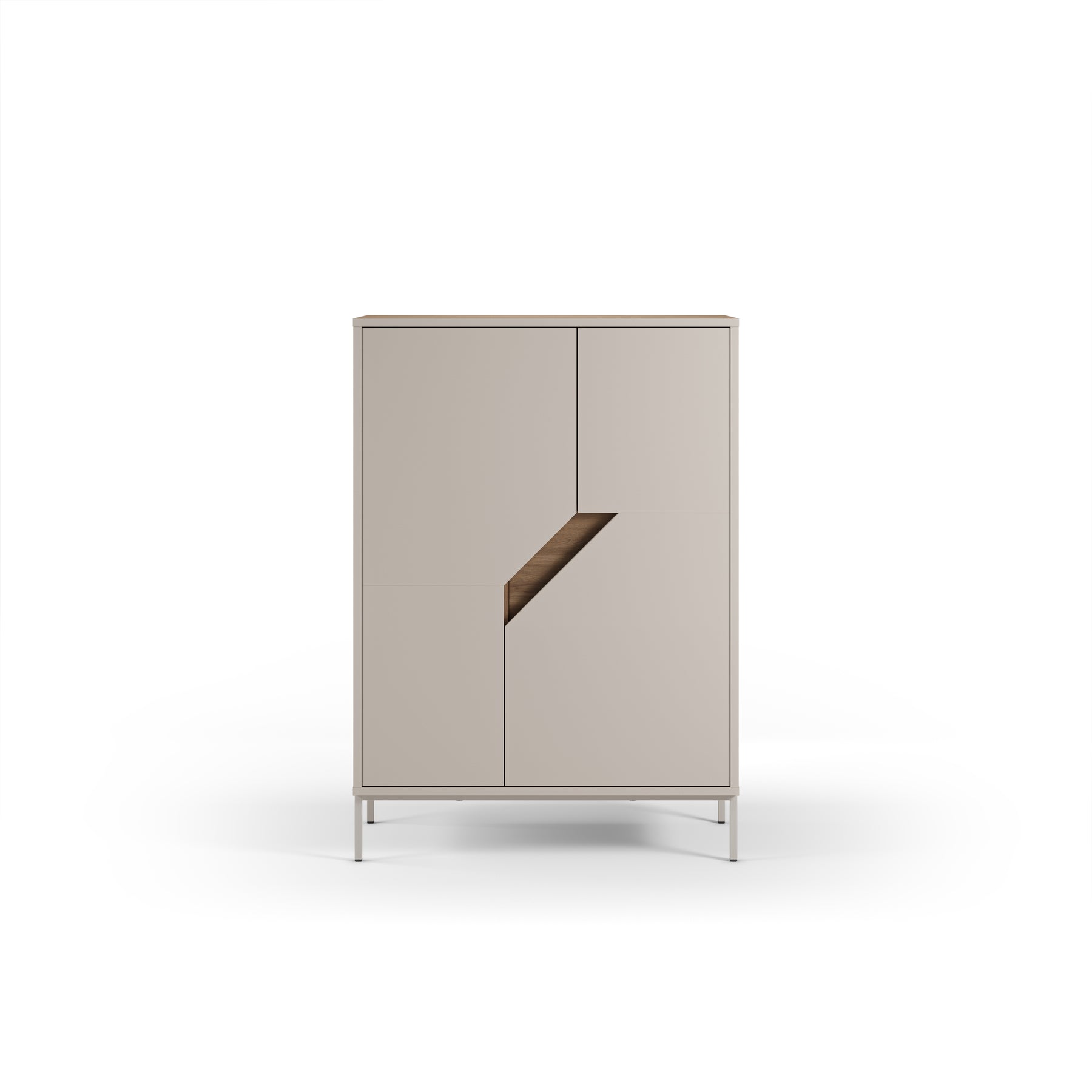 Credenza 2 ante crema e rovere Remy 40x120 cm