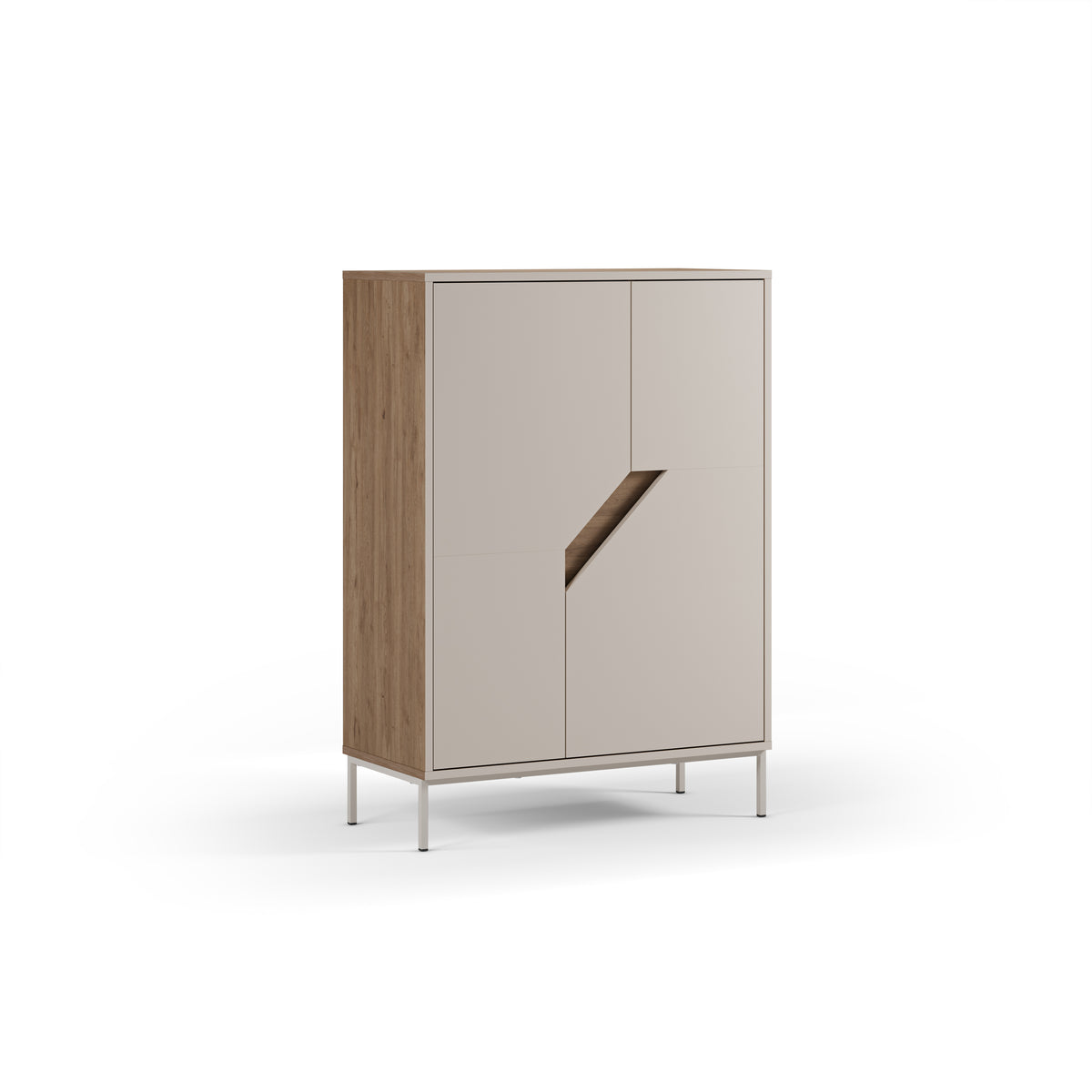 Credenza 2 ante crema e rovere Remy 40x120 cm