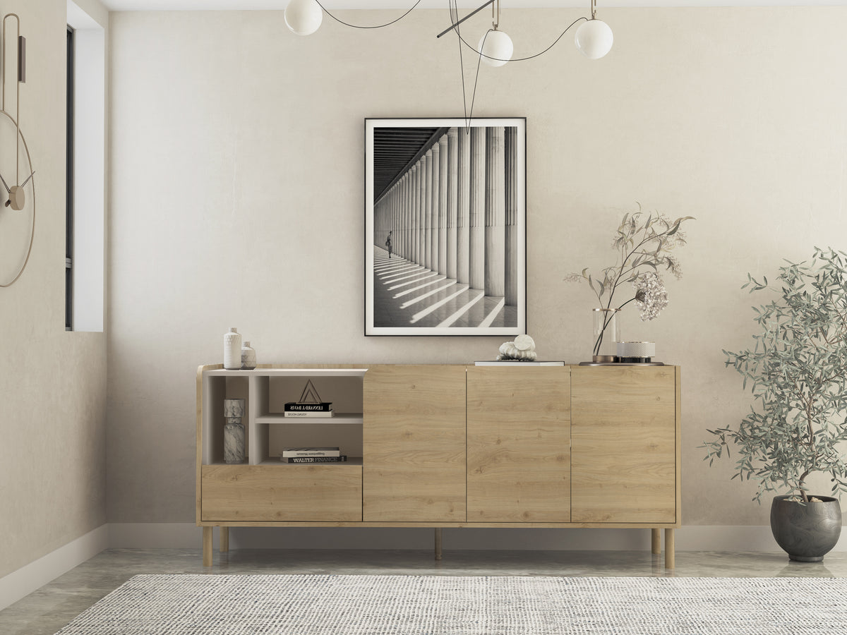 Madia 3 ante 1 cassetto rovere Dara 180x75 cm