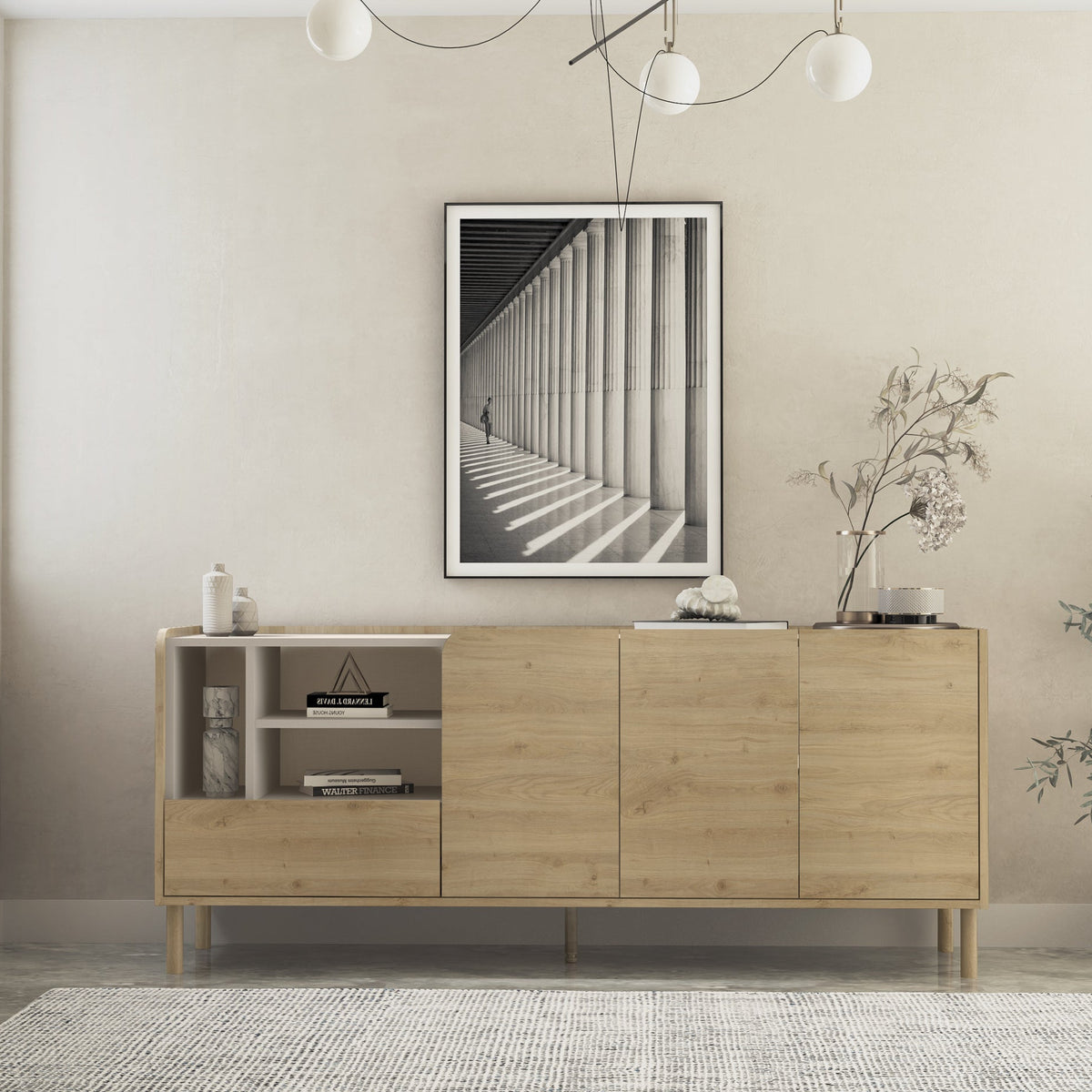 Madia 3 ante 1 cassetto rovere Dara 180x75 cm