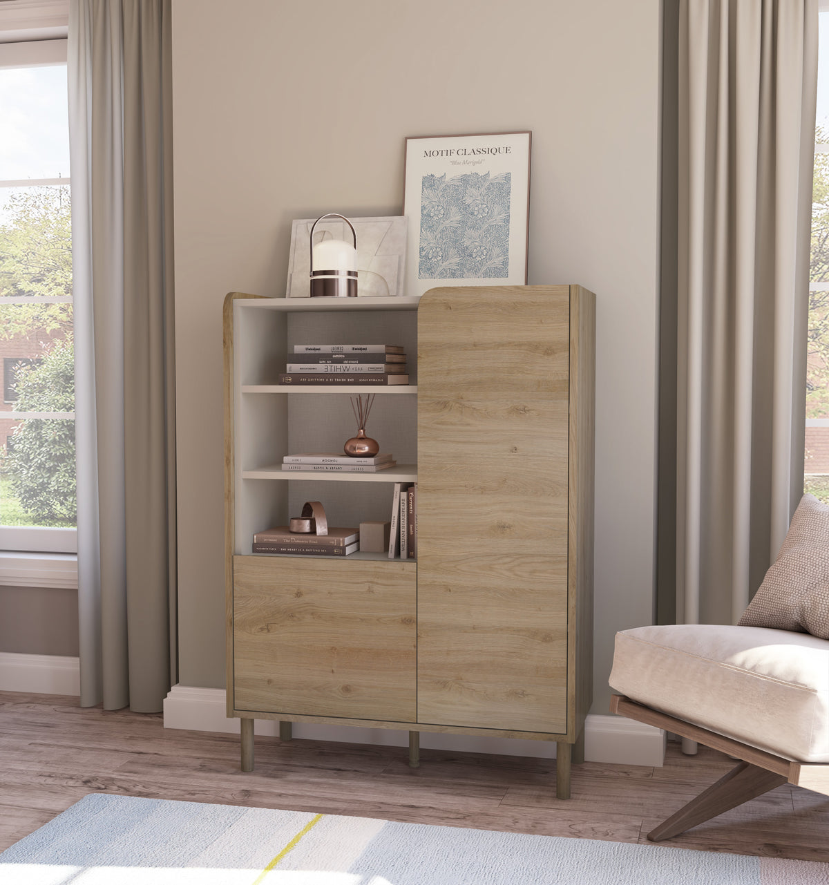 Credenza 2 ante rovere Dara 90x125 cm