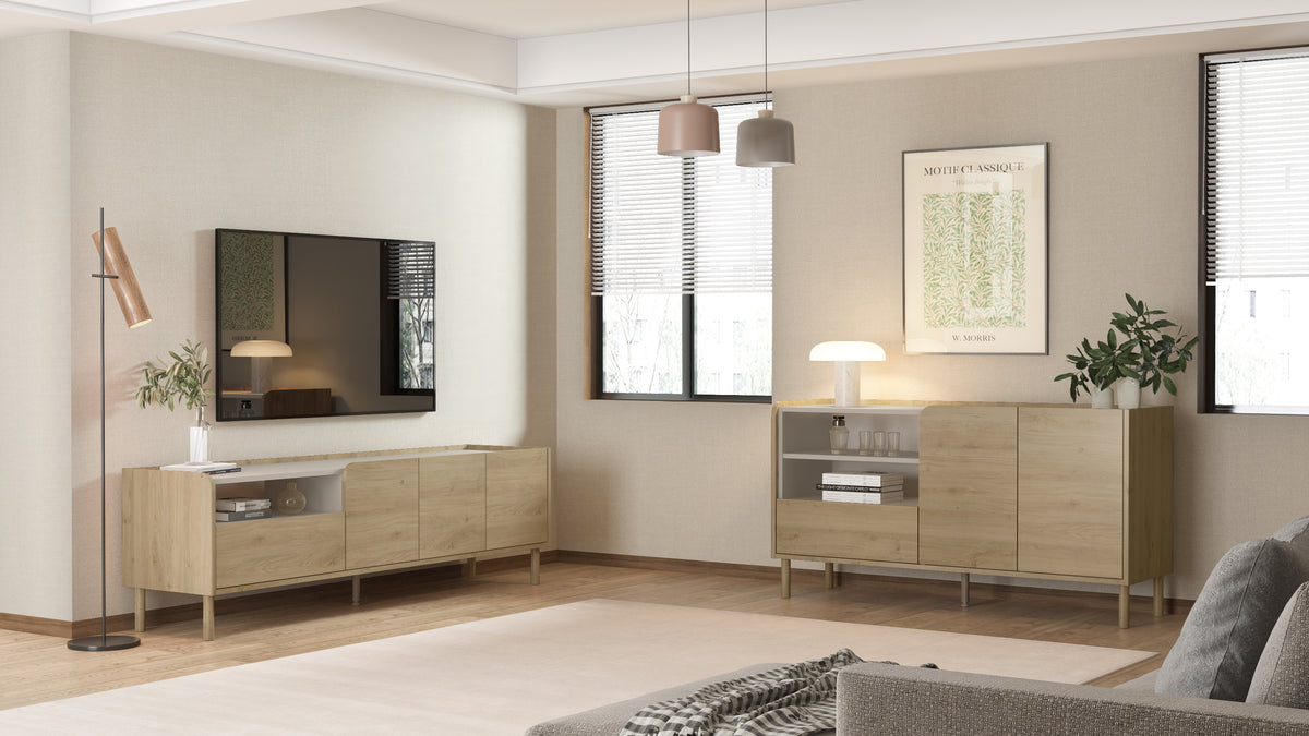 Mobile TV 3 ante 1 cassetto rovere Dara 180x55 cm