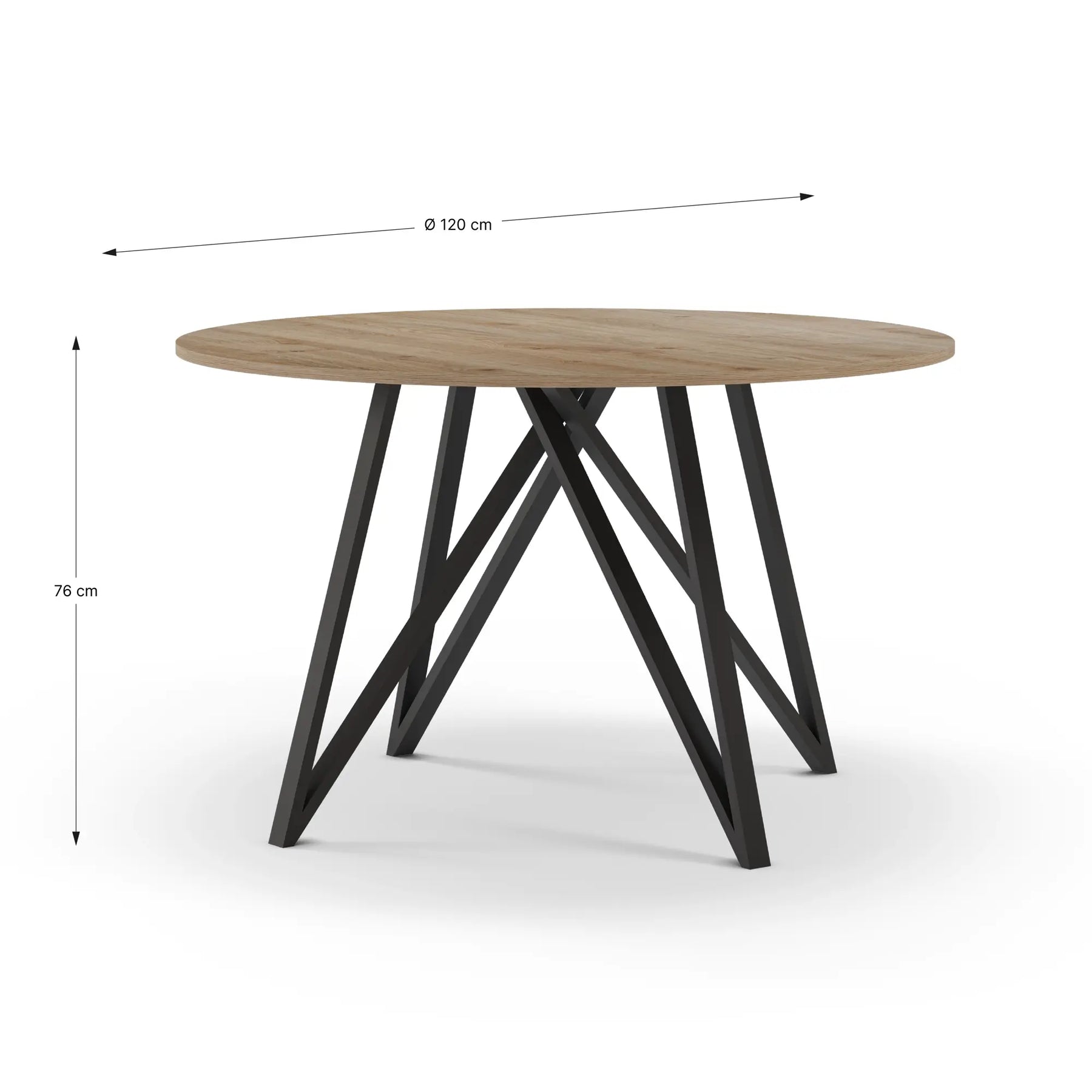 Tavolo tondo per 4/6 persone rovere e nero Brunis 120x75 cm