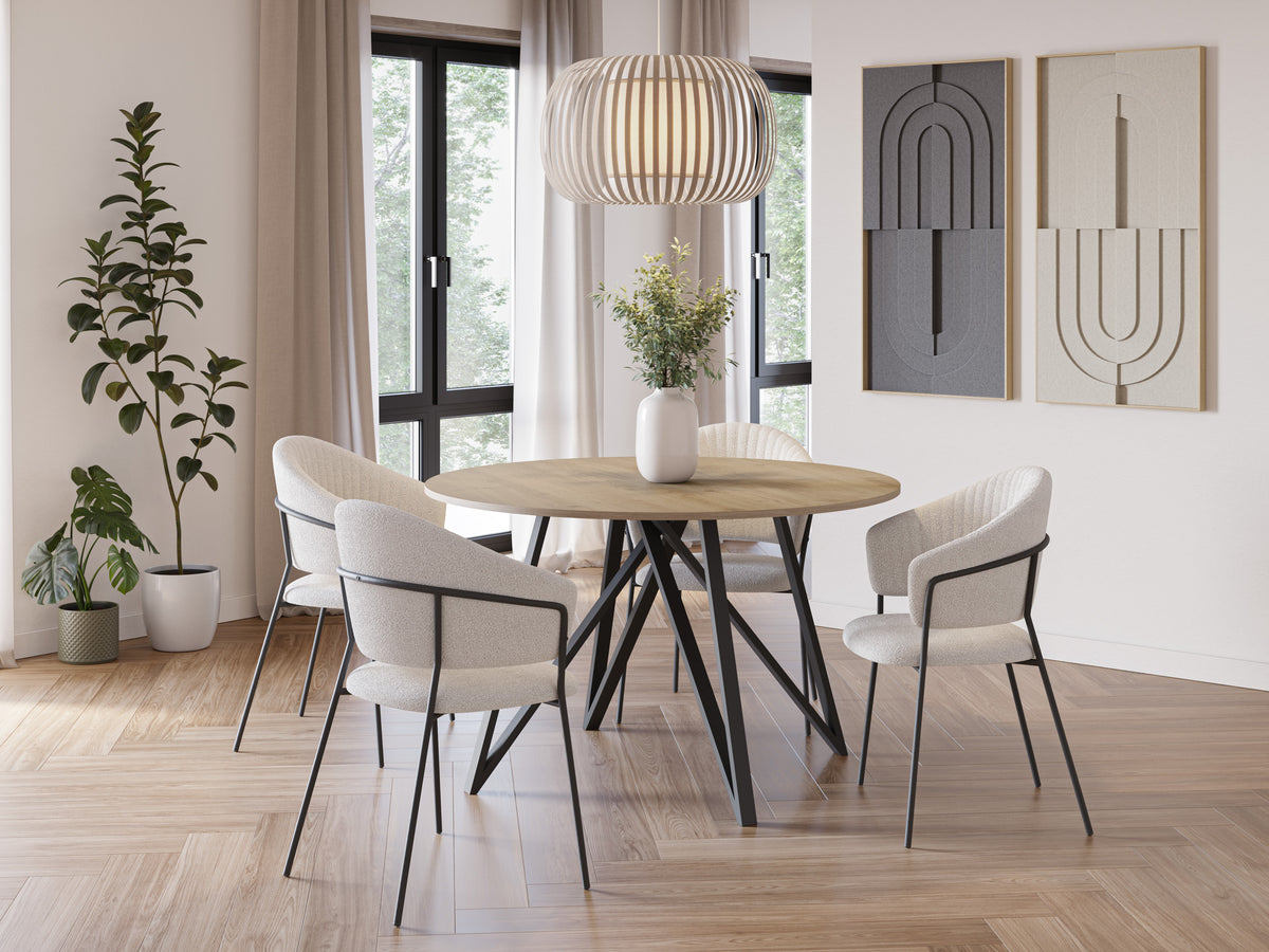 Tavolo tondo per 4/6 persone rovere e nero Brunis 120x75 cm