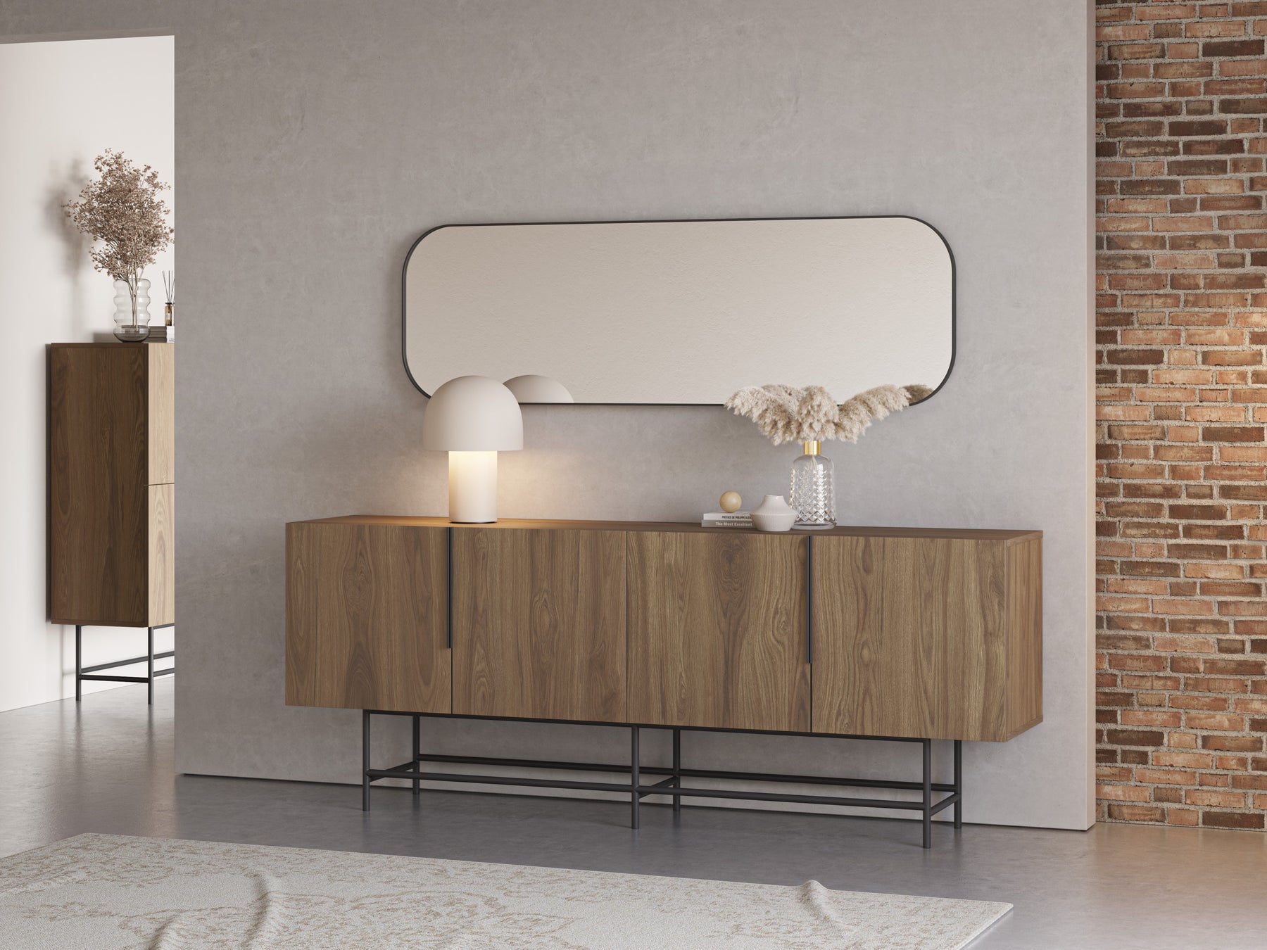 Madia 4 ante con gamba in metallo Elide 200x77 cm