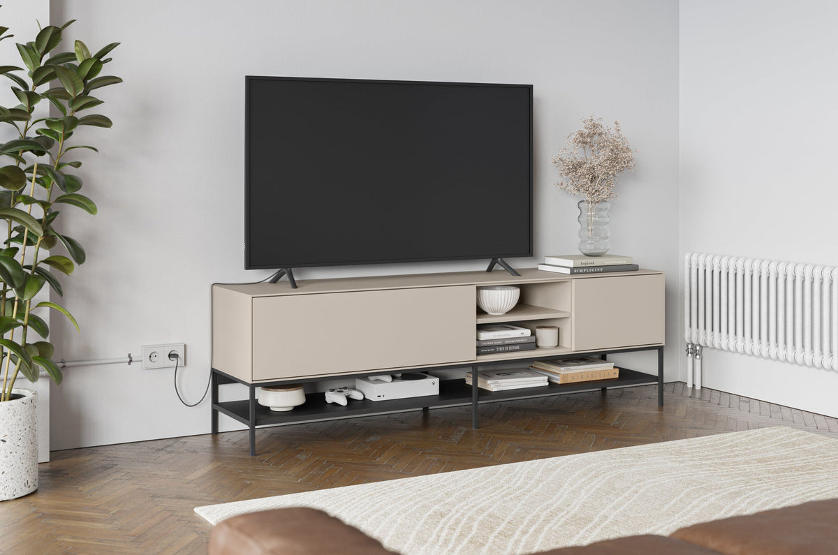 Mobile TV 2 ante con gamba in metallo Emy 180x55 cm