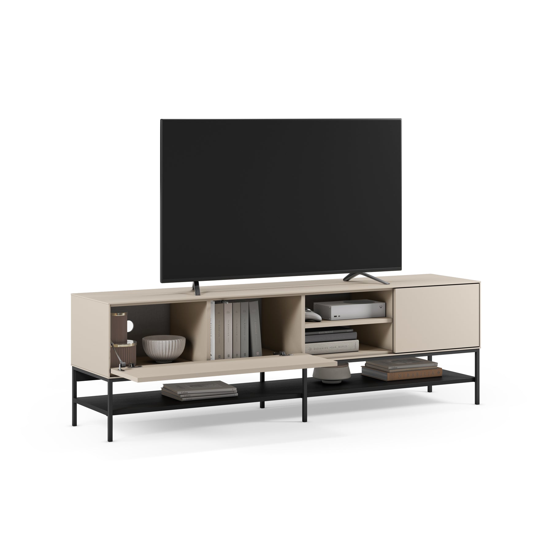 Mobile TV 2 ante con gamba in metallo Emy 180x55 cm