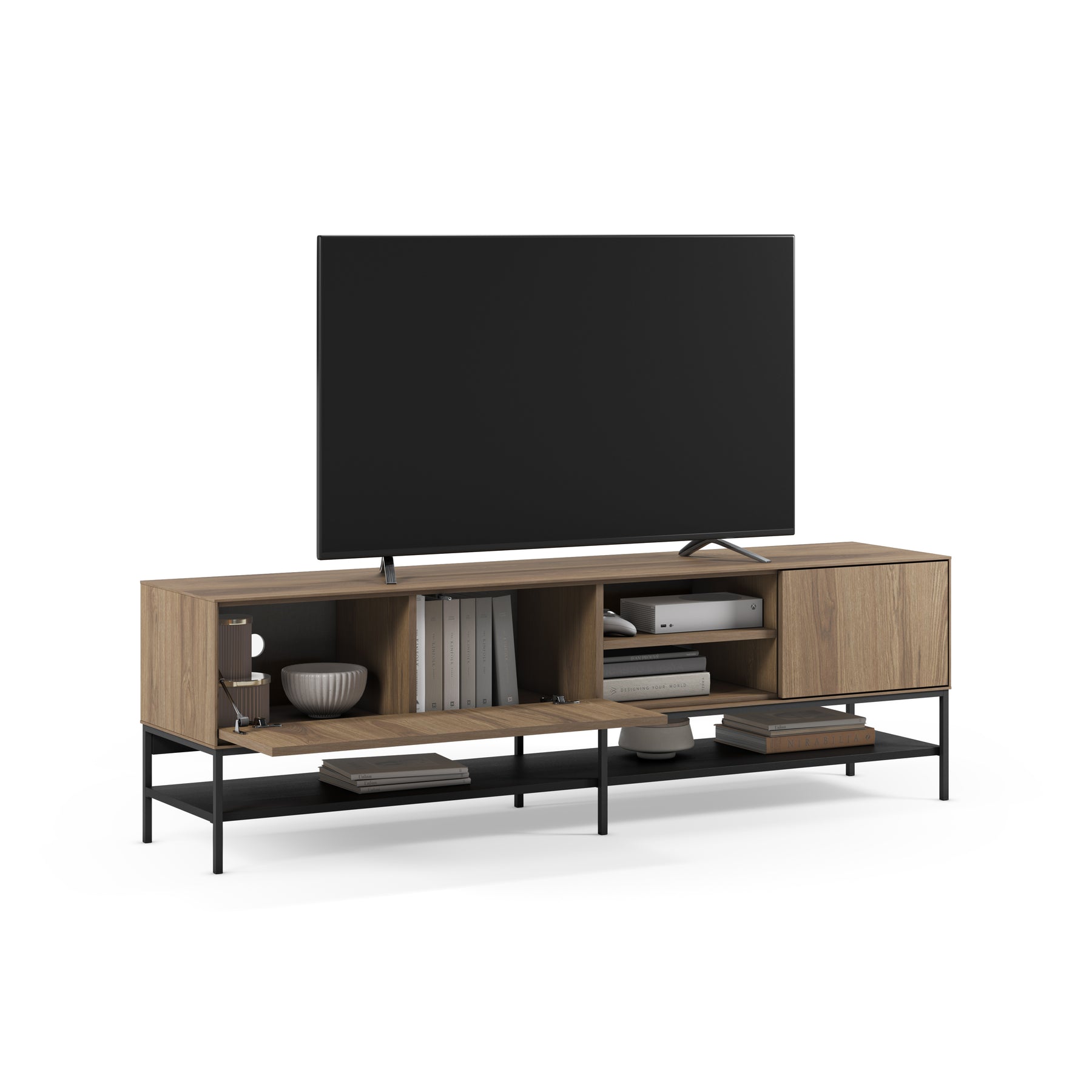 Mobile TV 2 ante con gamba in metallo Emy 180x55 cm