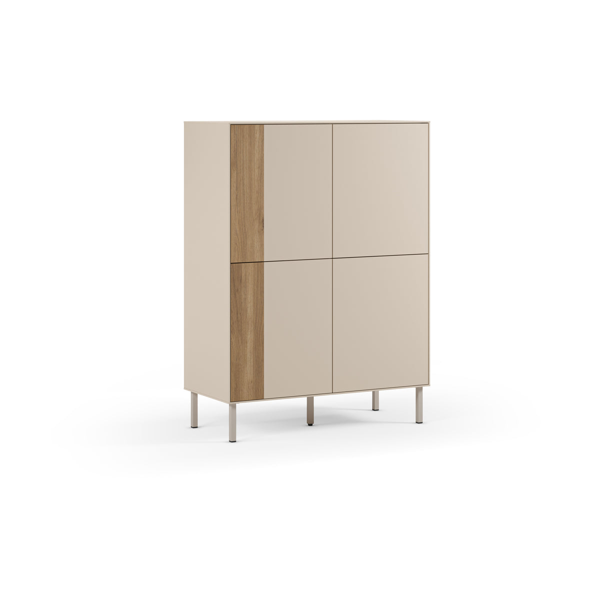 Credenza 4 ante crema/rovere Ryel 90x121 cm