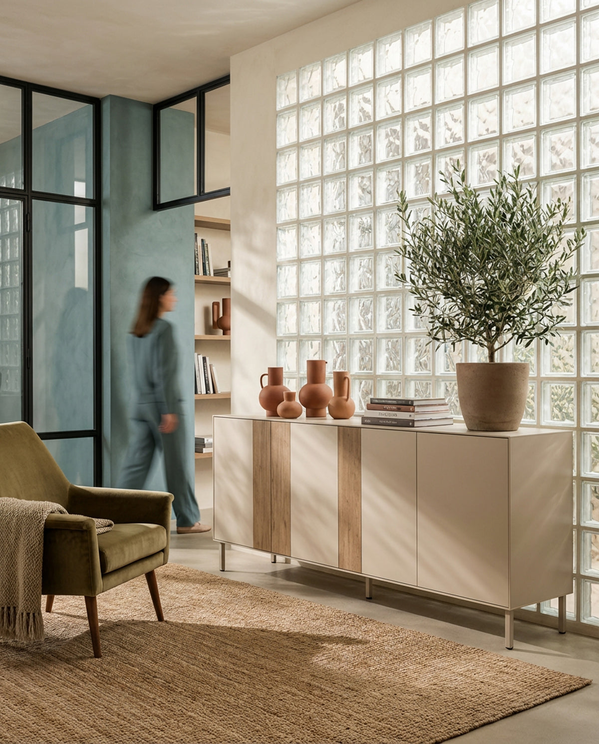 Madia 4 ante crema/rovere Ryel 180x80 cm