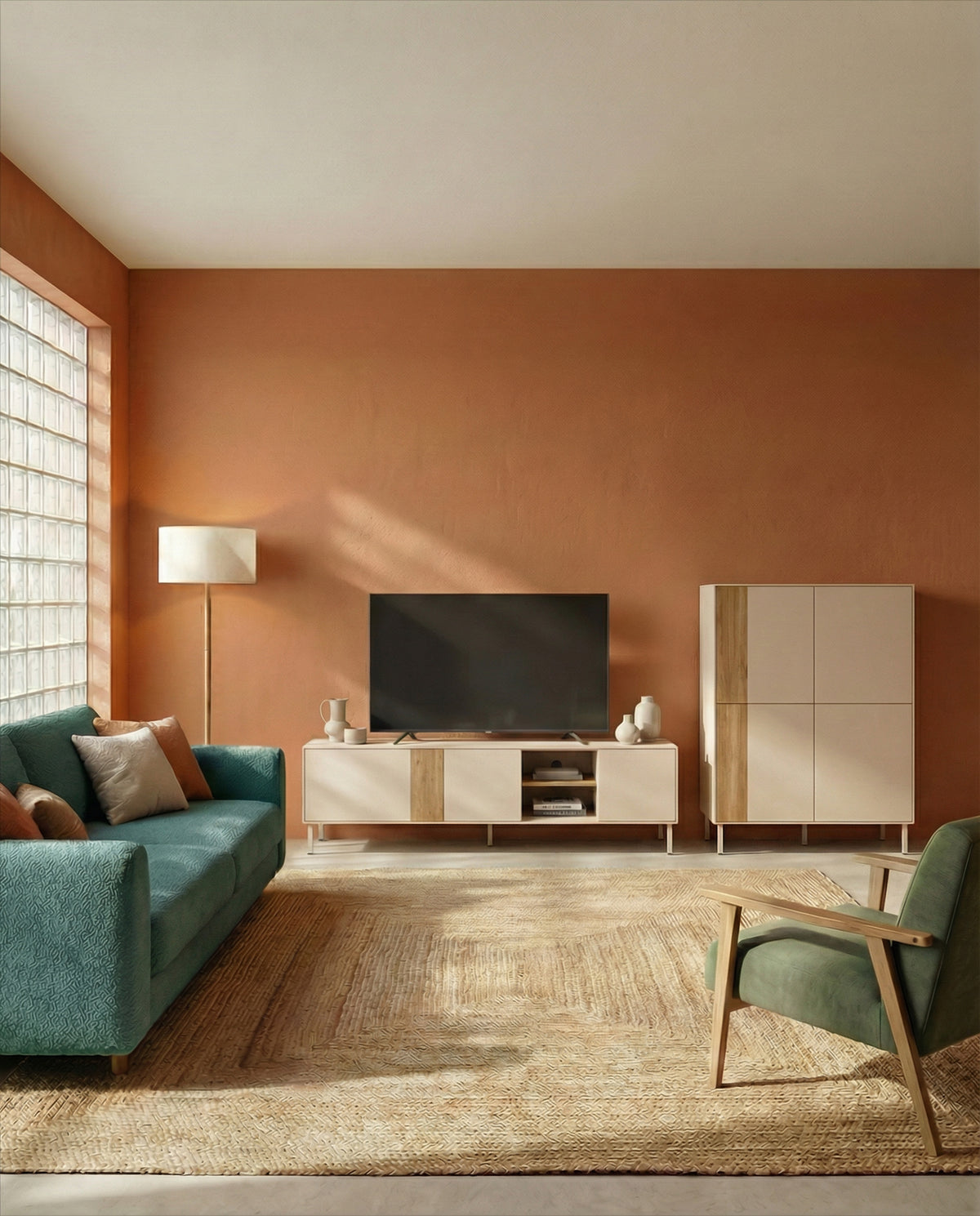 Mobile TV 3 ante crema/rovere Ryel 180x51 cm