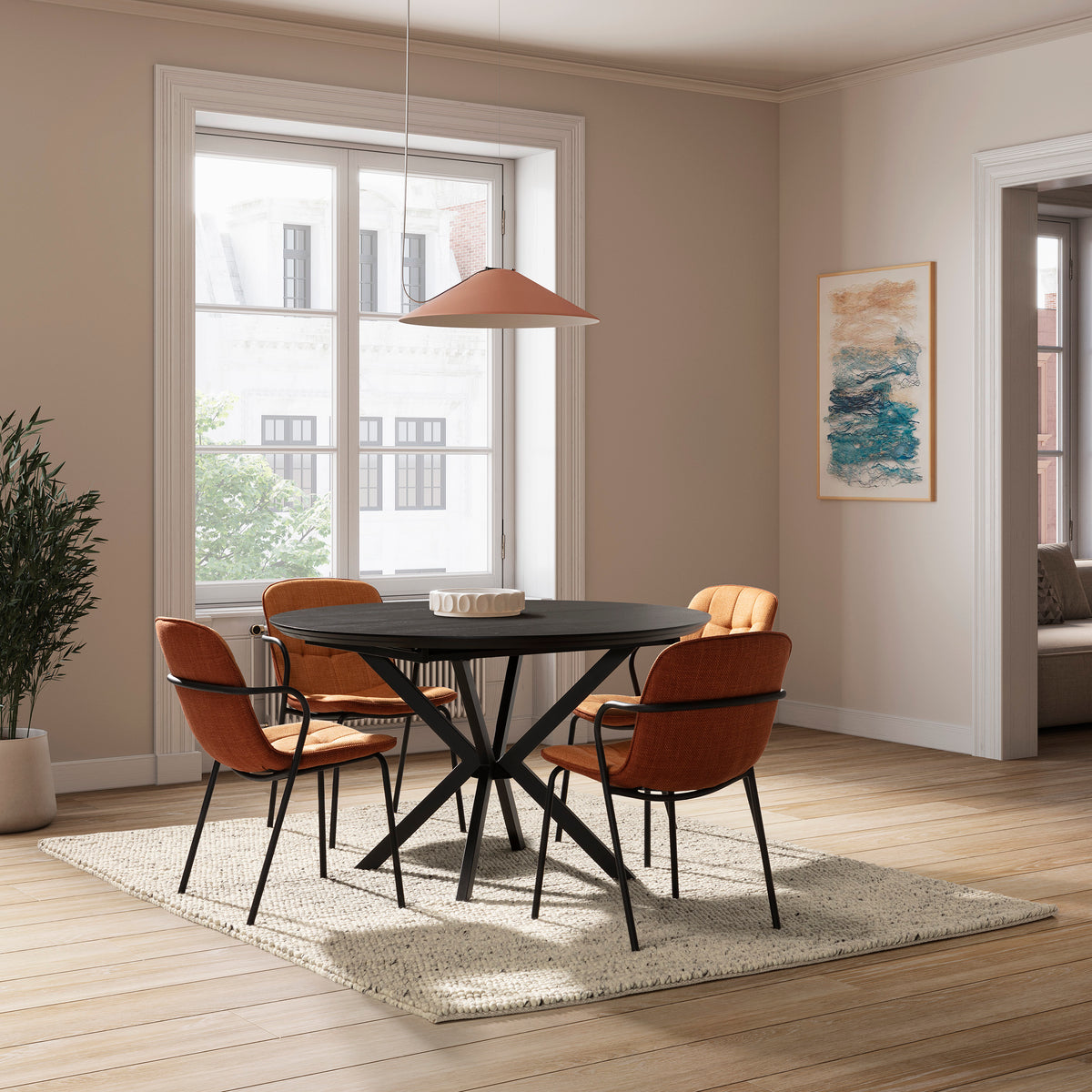 Tavolo rotondo allungabile con gamba in metallo Nayra 126/160x75 cm