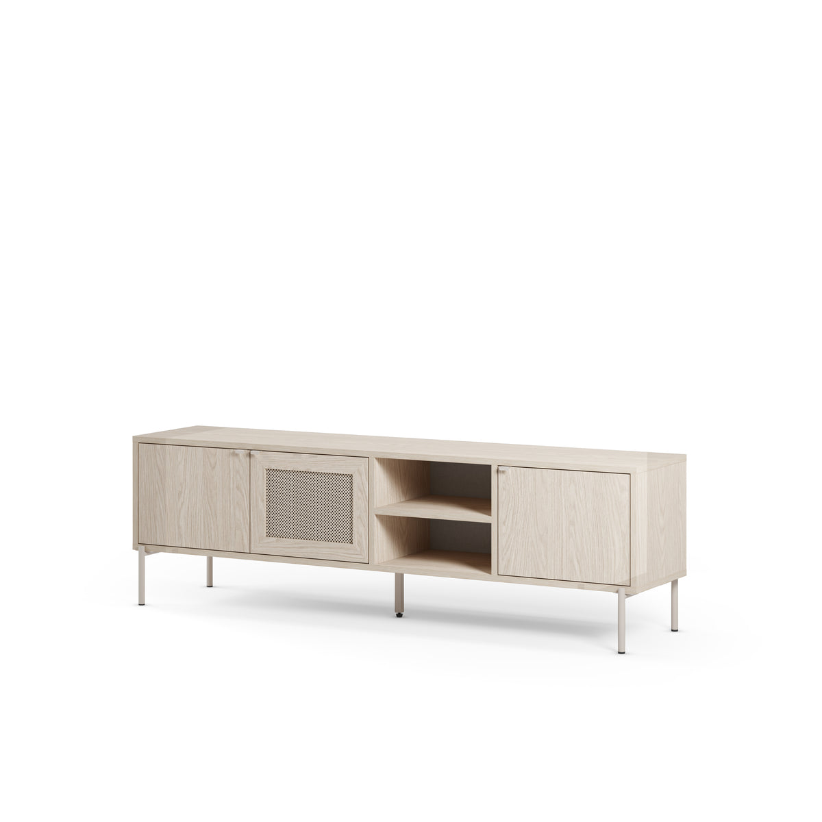 Mobile TV 3 ante rovere con gamba in metallo Hinti 164x50 cm