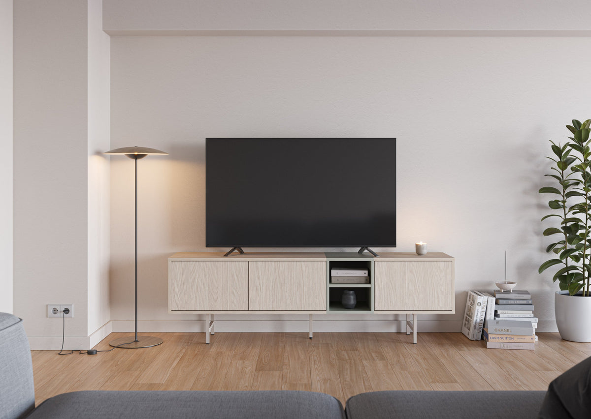 Mobile TV 3 ante con gamba in metallo Thais 180x55 cm