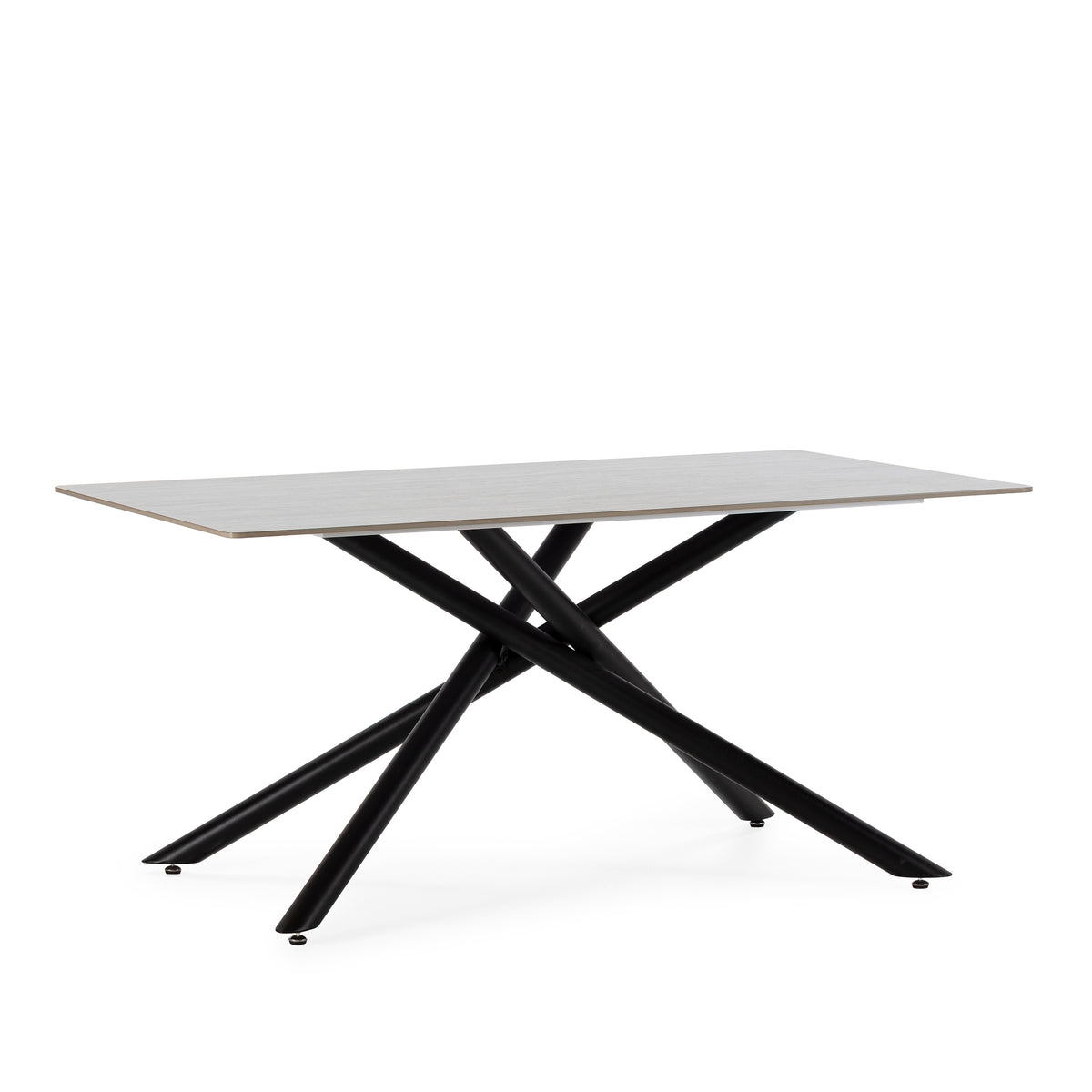 Tavolo rettangolare con gamba in metallo nero Saky 160x75 cm