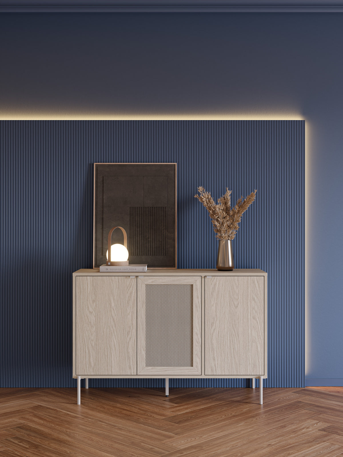 Madia 3 ante con gamba in metallo Hinti 125x80 cm