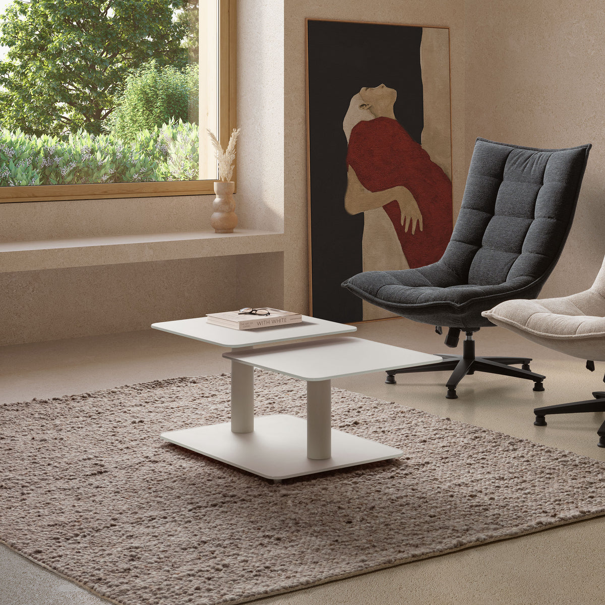 Tavolino girevole crema Vyon 114x48 cm