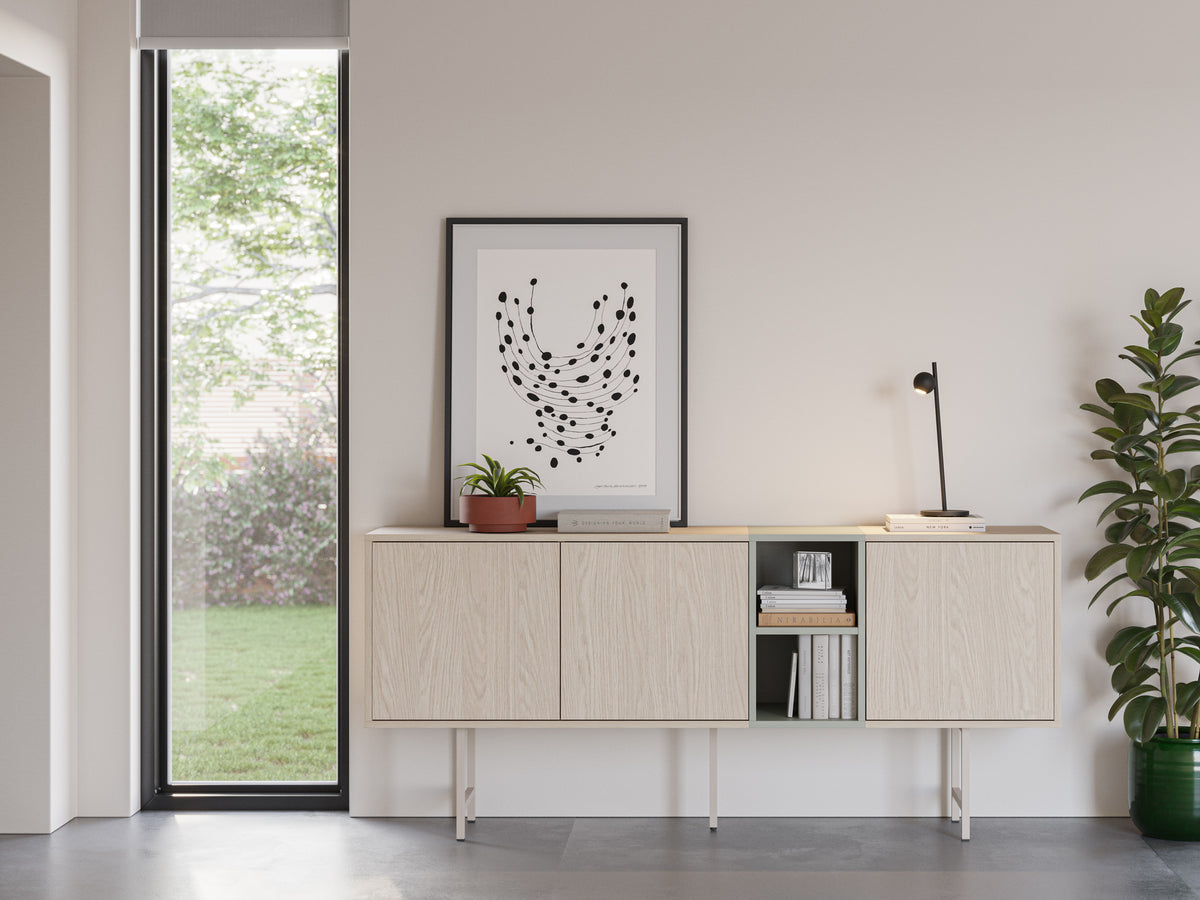 Madia 3 ante con gamba in metallo Thais 180x80 cm