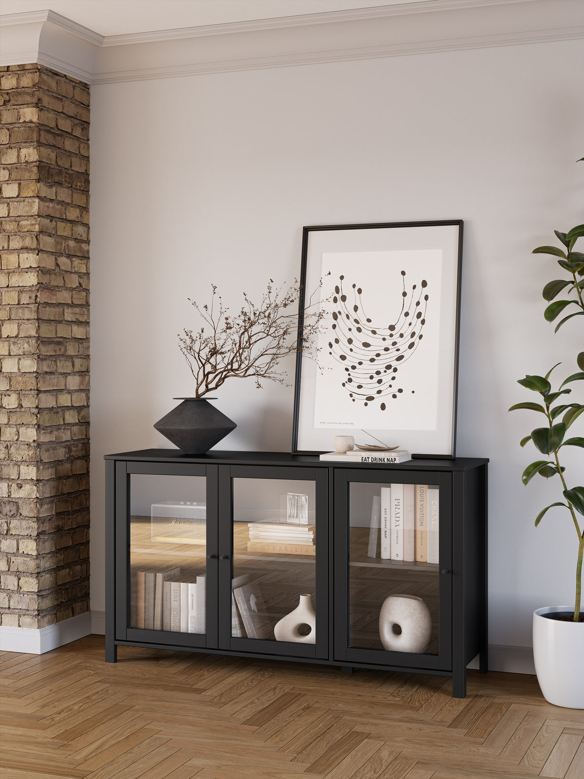 Madia 3 ante in legno di pino Herity 142x80 cm