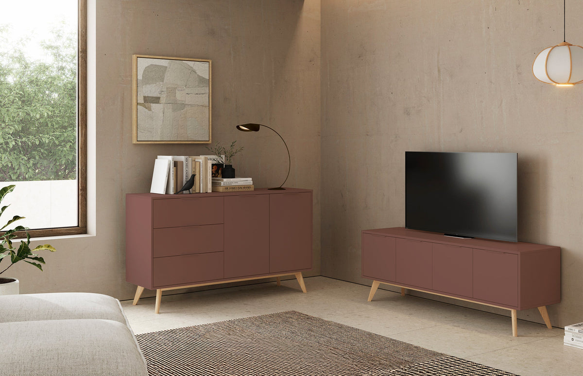 Madia 2 ante 3 cassetti in legno di pino Lith 140x81 cm
