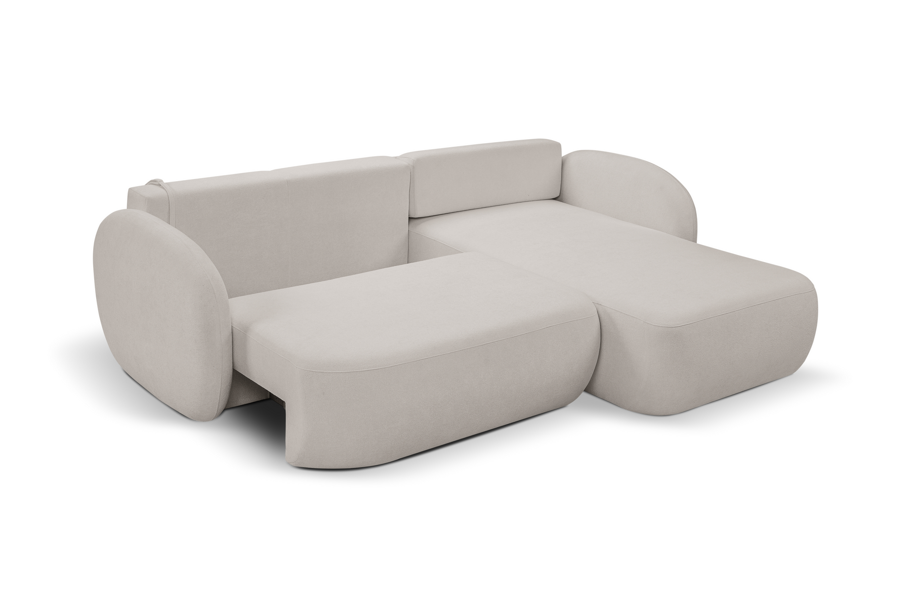 Divano letto angolare in tessuto bouclè Madrid 248x174 cm