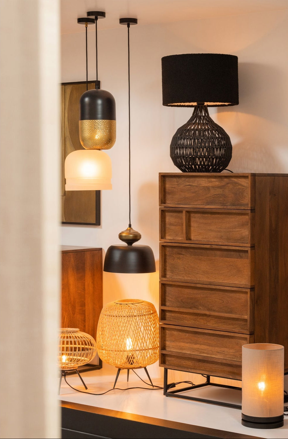 Set di 2 lampade a sospensione in metallo leggero bianco Micah 27x27 cm