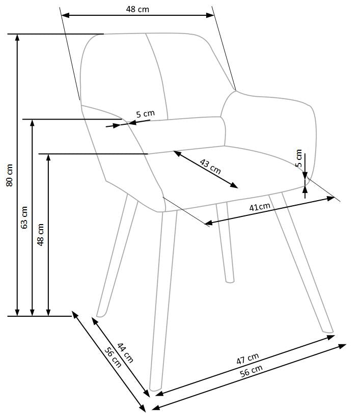Sedia in legno massello Mavi 56x80 cm