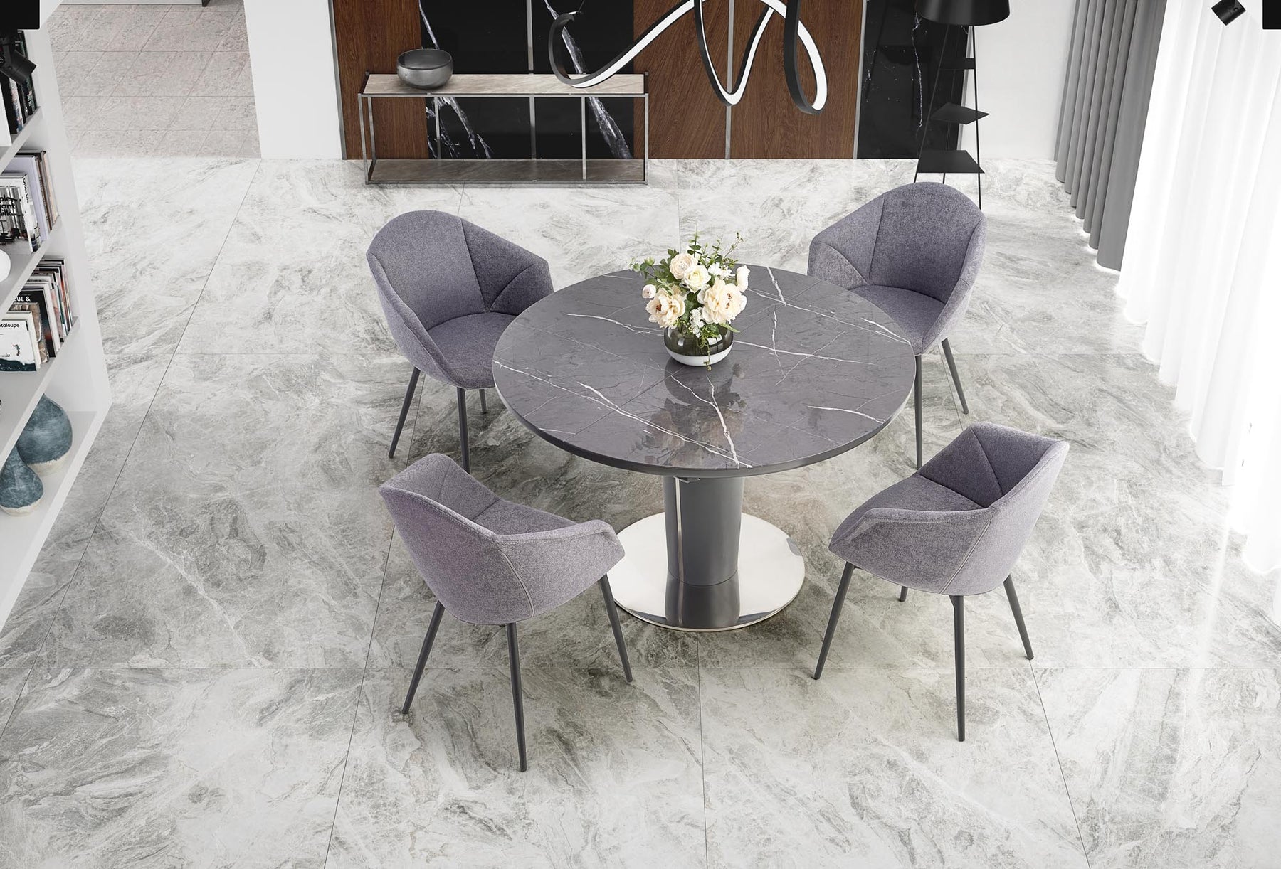 Tavolo allungabile per 6/8 persone marmo Kronos 120/160x120 cm