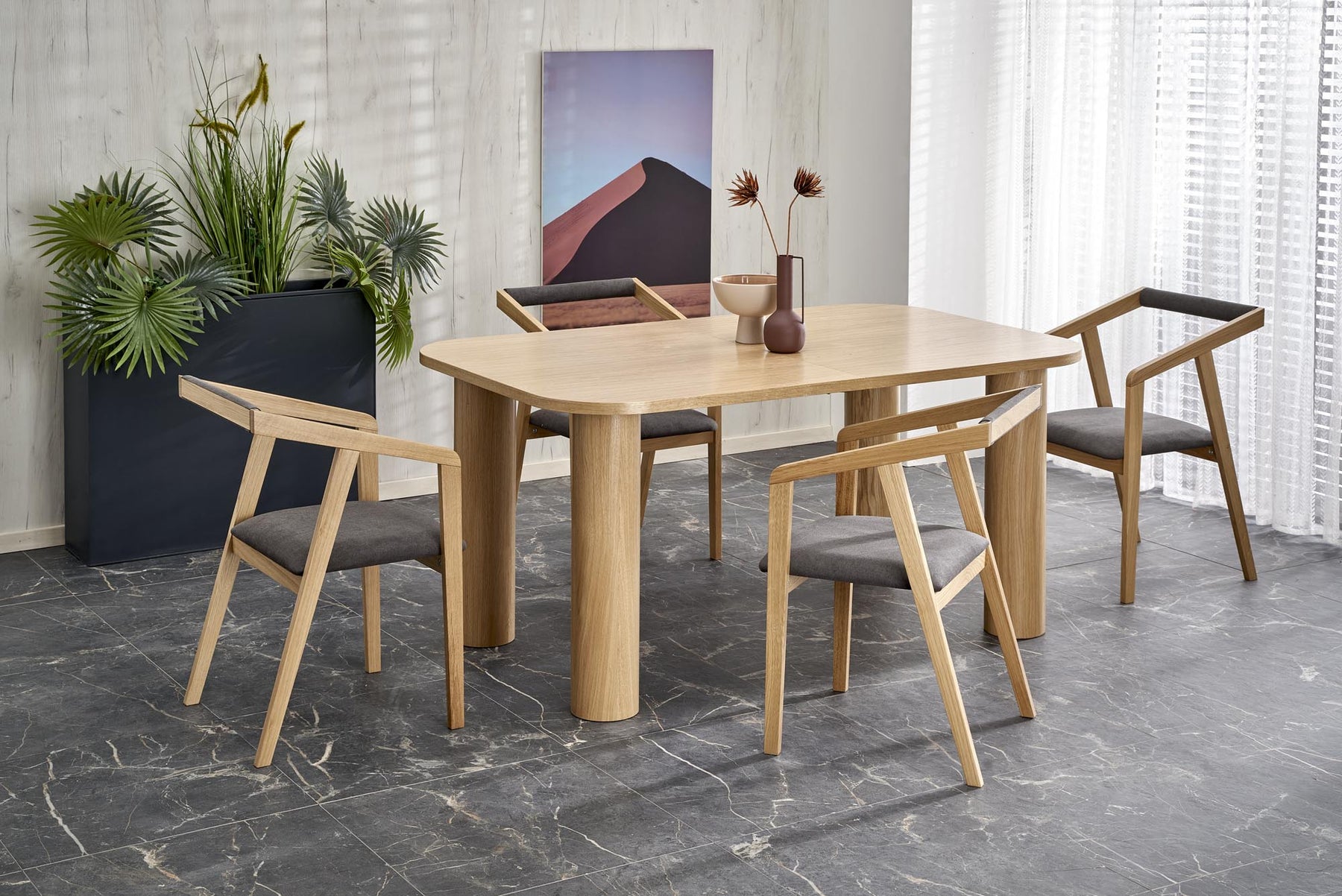 Tavolo per 4/6 persone tondo rovere Honos