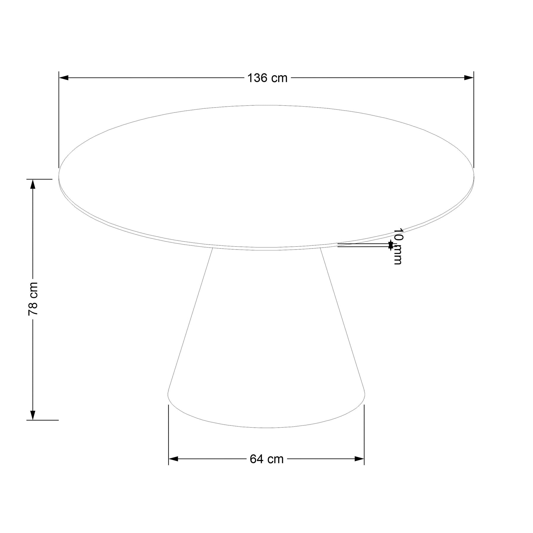 Tavolo rotondo per 4 persone rovere Topazio 136x78 cm