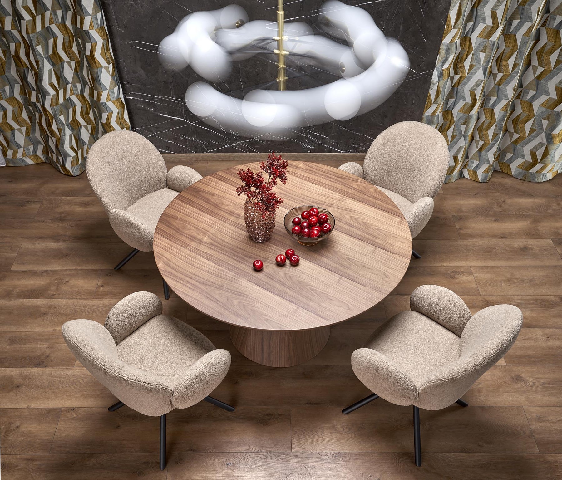 Tavolo rotondo per 4 persone rovere Topazio 136x78 cm