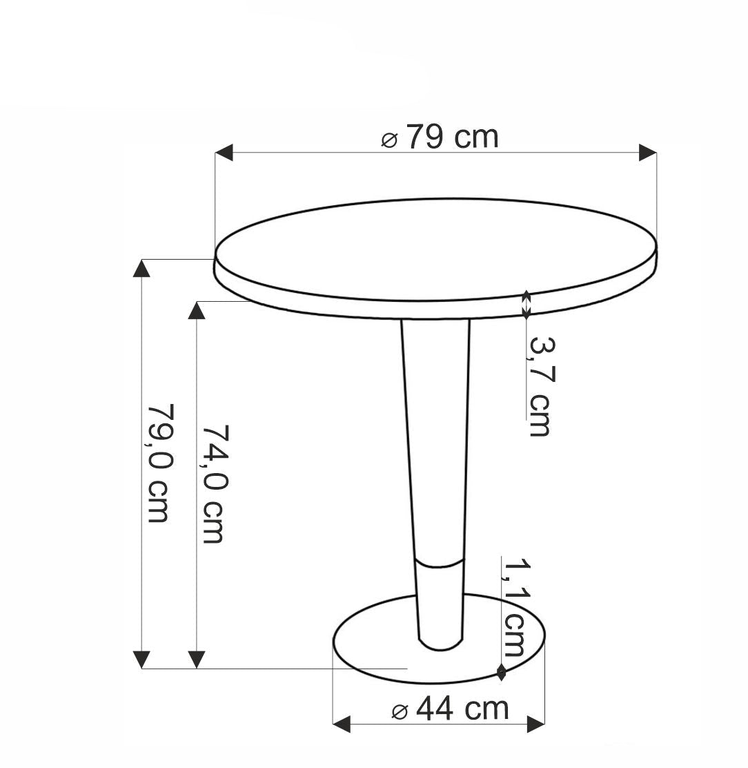Tavolo rotondo per 4 persone rovere Tenebris 120x78 cm